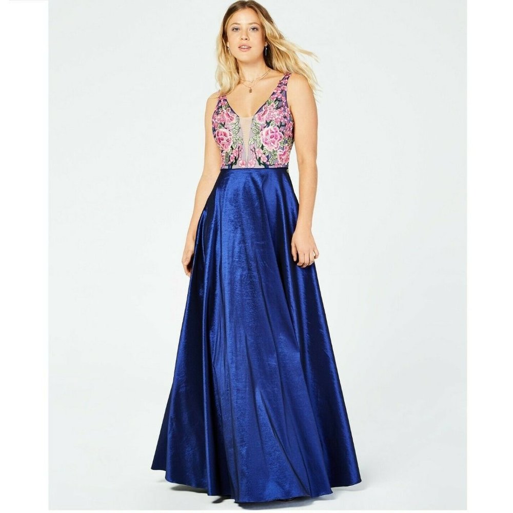 Say Yes To The Prom 0 Blue Pink Gown NWT BZ20